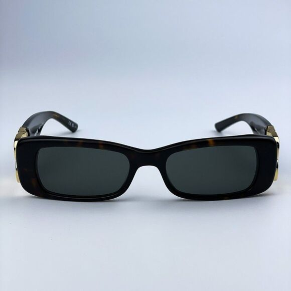 NEW Balenciaga  BB0096S 002 Havana Gold Logo Green Square Unisex Sunglasses - Picture 1 of 12